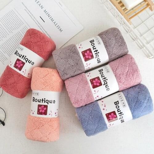 Buy 1 Get 1 Free Solid Coral Cashmere Thickened Soft Absorbent Quick Drying Towel Face Towel Quick Dry Towels Bathroom