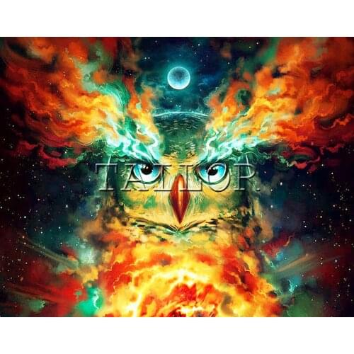 Mosaic embroidery 5d diamond painting kit set Owl fire moon bird color complet cuadros Cross stitch full square 3D Dirll drawing