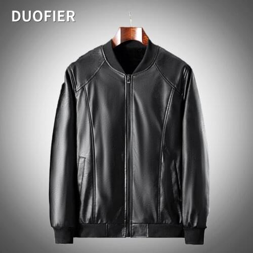 Men Black Classic Coat Leather Jacket Bomber Motorcycle Jacket Man Biker Baseball Jackets Plus Size Fashion Causal Plus Velvet