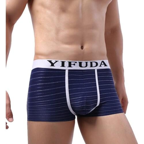 Men Boxer Shorts Sexy Penis Pouch Striped Underwear Slip Homme Breathable Panties Trunks Cueca Underpants Boxershorts Plus Size