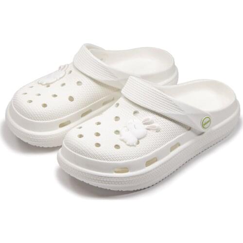 Soft Cute White Rabbit Crocks Slippers Bathroom Shower Non-slip Slippers Home Sandals Household Pool Slipper Beach Casual Shoes