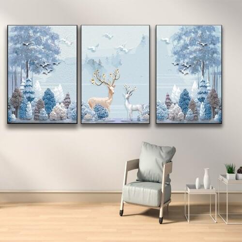 DIY Painting By Numbers Winter Scenery Deer Coloring By Numbers On Canvas Home Decoration One set/3ps Unique Christmas Gifts
