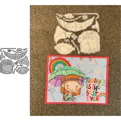 Raining Short Hair Girl Scrapbooking Paper Die Cut Stencils Metal Craft Cutting Dies Embossing For Crads Making 2021