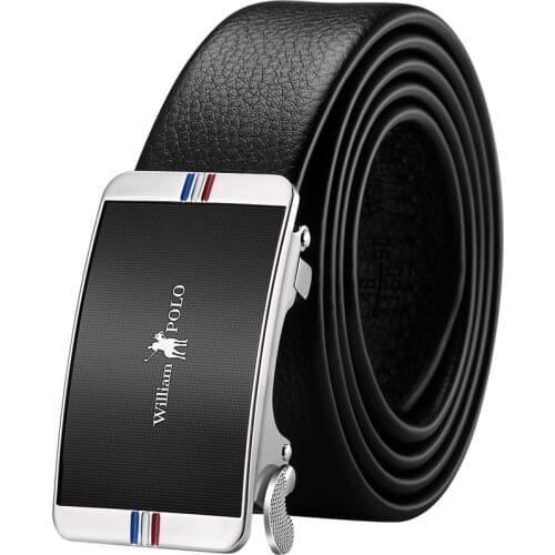 WilliamPolo mens high-end leather belt automatic buckle business casual belt big-name gift dress belt 18243p