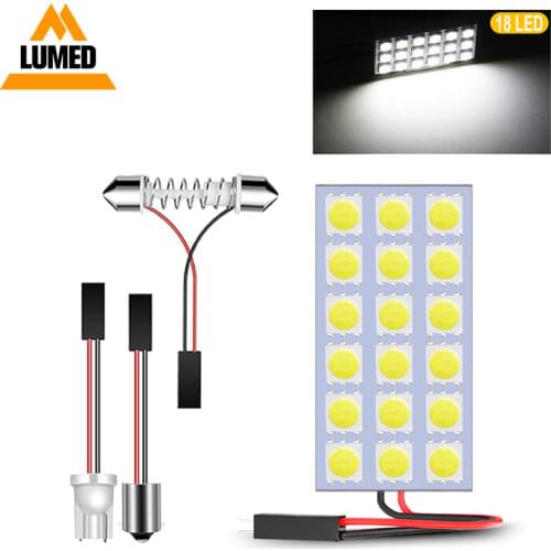 100PCS T10 W5W BA9S C5W 18 LED Car LED light Bulb 5050 SMD Vehicle Panel Lamps Auto Interior Reading Lamp Bulb Dome Light