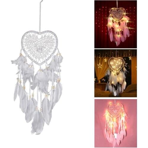LED Light Dromenvanger Dreamcatcher Love Heart Gift Wedding Decoration Hollowing out Home Wind Chimes Creative Party