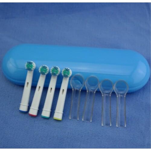 Top sells 4 pcsElectric toothbrush head+4 pcs protection cover case+1 pc toothbrush case for Oral B kits with free shipping