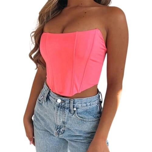 Summer Cropped Top Women Off Shoulder Tops Comfortable Solid Color Backless Sleeveless Women Satin Tube Top Streetwear Футболка