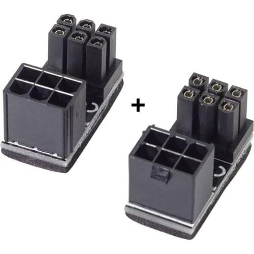 1Pair ATX 6Pin Female to Male Power Adapter 180 Degree Turning Desktop Graphics Card Power Supply Connector