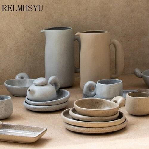 1PC RELMHSYU Nordic Style Ceramic Rice Bowl Noodle Dinner Bowl Round Food Salad Plate Dish Household High Quality Tableware