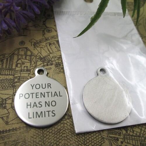 20pcs--"Your Potential Has No Limits"stainless steel charms 5 styles for choosing DIY Charms for necklace bracelets