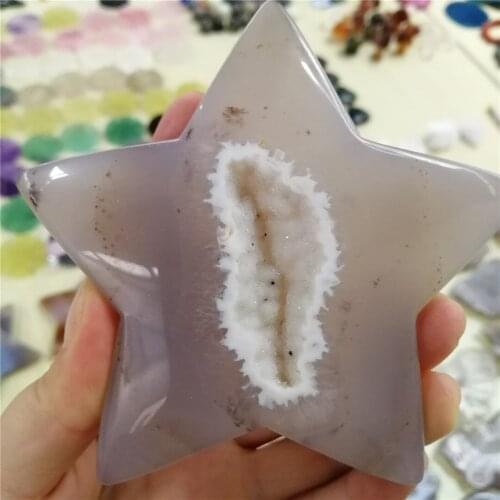 110-120mm AAAA 100% natural agate geode quartz crystal carving star geode crystal druzy 1pc