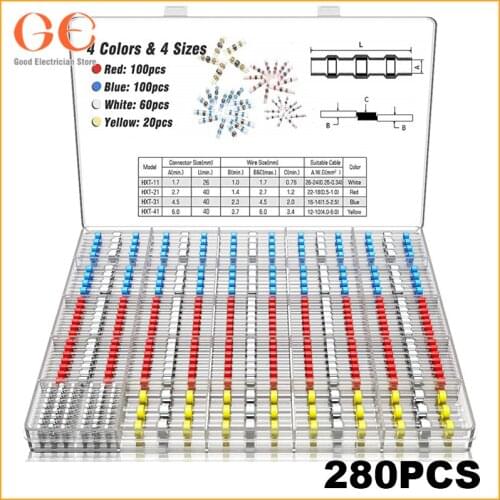 180PCS Solder Seal Wire Connectors,Heat Shrink Solder Butt Connector Waterproof Insulated Electrical Wire Terminals Butt Splice