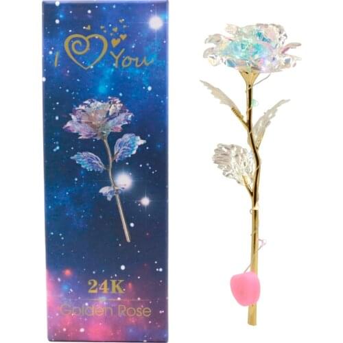 2pcs /Amazing LED Fairy Rose Flowers 24k Golden Rose Artificial Flower for Girl Wedding Valentines Day Party Birthday Gift