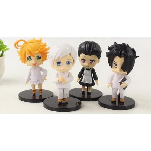 4pcs/set 10cm The Promised Neverland Norman Emma Isabella Ray PVC Q Version Doll Home Decoration Figure Toys
