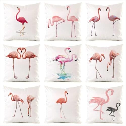45cm*45cm Flamingo Inimitated Silk Fabric Throw Pillow Covers Couch Cushion Cover Home Decorative Pillows Pillow Case