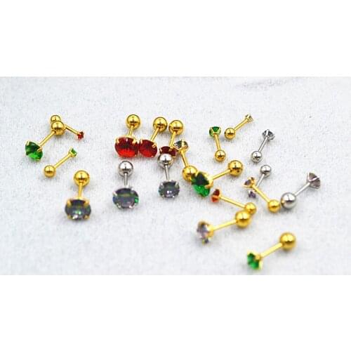 50pcs Body Piercing -Thin Bar CZ Sliver/Gold Earring Ear Helix Bar Lobe Cartilage Tragus Diath Rings NEW 20G Gold/Sliver NEW