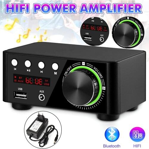Bluetooth 5.0 Power Home Theater Amplifier Board 50W Receiver Stereo Home Car Audio Amp USB U-disK TF Music Card Player