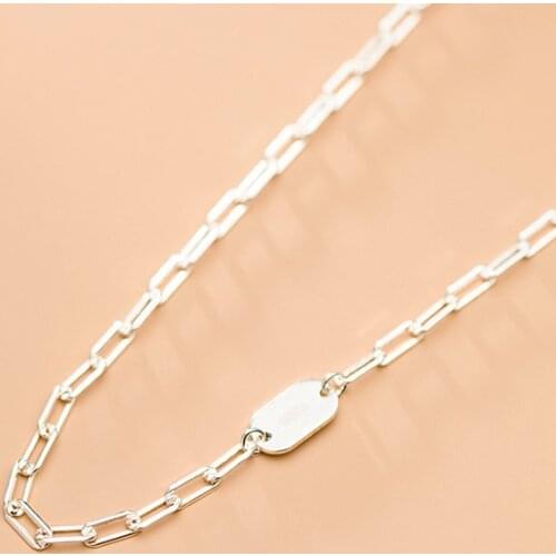 Colusiwei Authentic 925 Sterling Silver Simple Oval Pearl Pendant Neckalce for Women Promise Words Chain Fashion Jewelry
