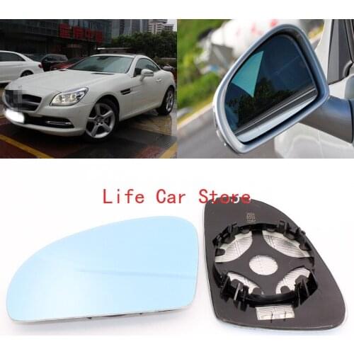For Benz SLK SLK200 350 wide-angle reflective reversing lens Side View Door Mirror Blue Glass With Base Heated