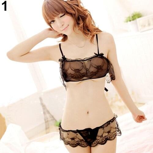 Women Sexy Lace Babydoll Bikini G-string Intimates See-through Bra Underwear