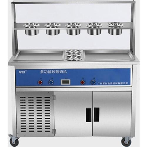 DSHASIF Commercial Stainless Steel Sale Philippine Double Pan Flat Fried Ice Cream Roll Machine