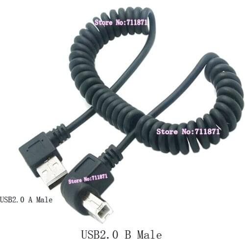 Elastic shrinkage USB2.0 Printer Cable Line 90 Degree Right Angle Double Bend A Male to B Male USB2 USB2.0 Printer Cable