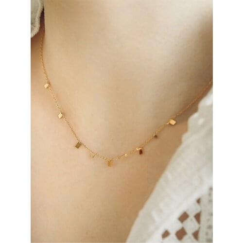 INS sparkling niche simple titanium steel temperament personality water drop necklace clavicle chain female does not fade