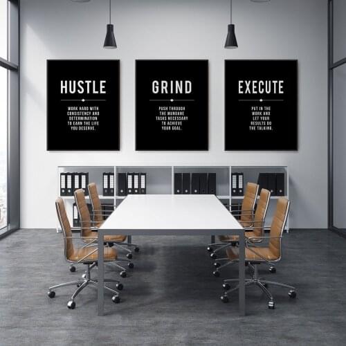 AAHH Hustle Grind Execute Canvas Painting Artwork Modern Popular Street Art Motivational Wall Art for Home Decor