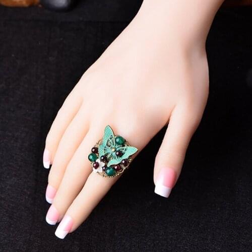 BOEYCJR Butterfly Rings female Vintage Fashion Jewelry stone mood Rings for Women Christmas Gift anillo anneau