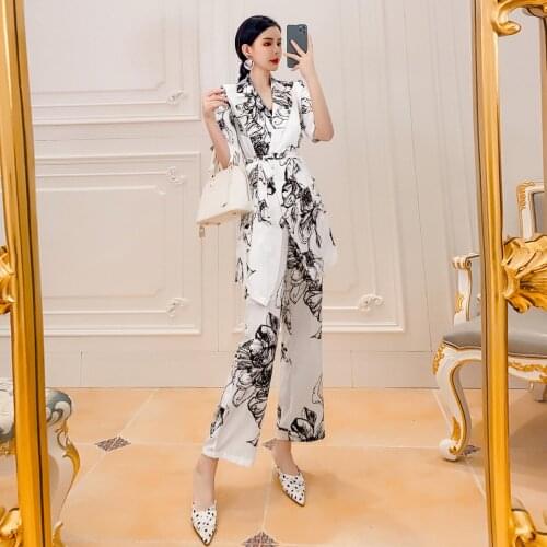 Womens Sets Pants suit women new summer top and wide-leg pants 2 piece outfits for women two piece set pants set two piece set