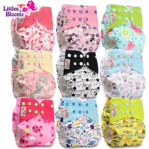 [Littles&Bloomz]9pcs/set Washable Reusable Cloth Diaper Ecological Adjustable Nappy , 9 Nappies/Diapers And 0 Inserts In One Set