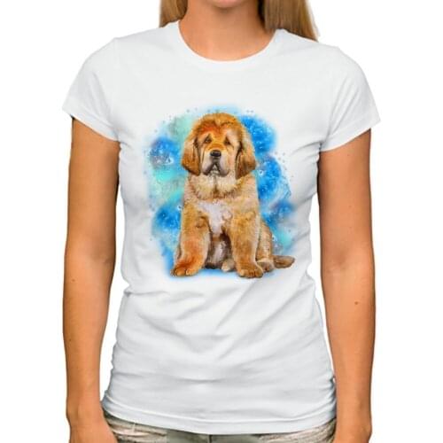 Cute watercolor Leonberger puppy printing tshirt women jollypeach brand new white casual short sleeve femme kawaii dog t shirt