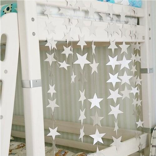Fashion Wall Hanging Paper Star Garlands 4m Long Birthday String Chain Wedding Party Banner Handmade Children Room Home Decor
