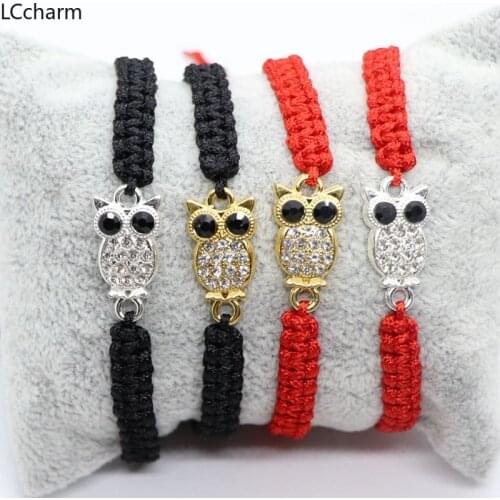 LCcharm Fashion Red String Weaved Rope Bracelet Owl Beaded Bracelets Bangles Women Men Wristband Jewelry Gifts