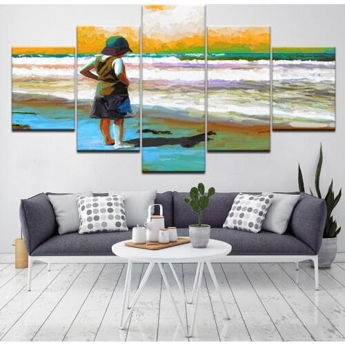 5 panel Modular Wall art Home Decor Lovely boy Abstract Oil Paintings Print on Canvas Wall Picture for living Room Frame Artwork