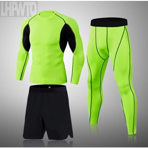 Mens Winter Sportswear Thermal Underwear Compression Shirt Sportswear Mens Running Tights Jogging Suit Yoga Suit