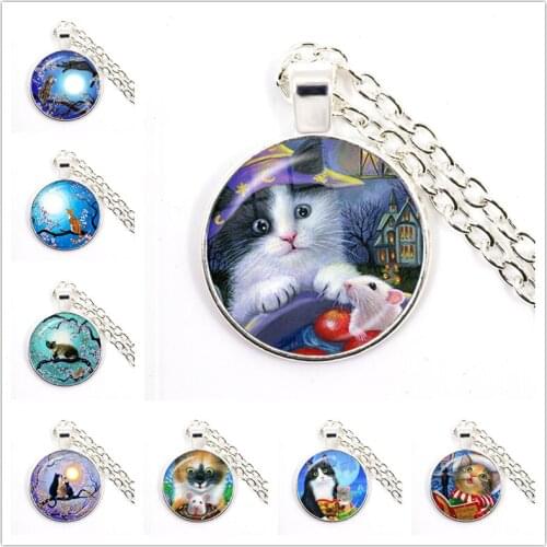 2021 New Lovely Cute Kitten Little Cats Sweet Patterns Pendants Cute Kittens Jewelry Fashion Chains Necklace Gift
