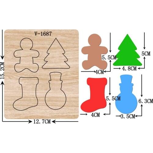 New Christmas ornaments wooden dies cutting dies for scrapbooking Multiple sizes V-1687