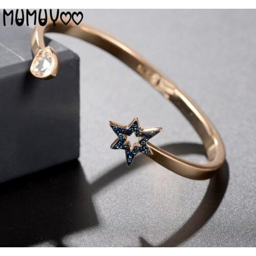 SWA Original Fashion Jewelry High Quality Charming Romantic Star Moon Series Gorgeous and Exquisite Open Bracelet Jewelry Women
