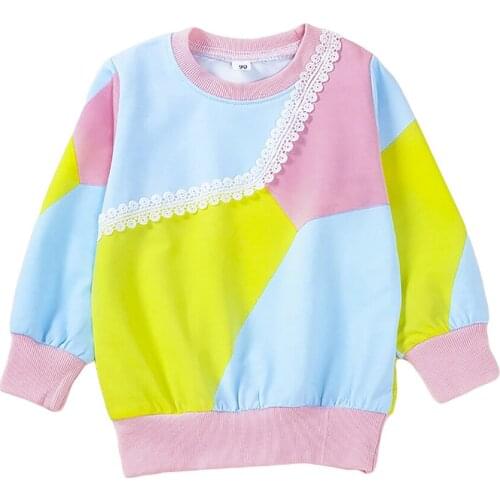 Baby Girls Multicolor Long Sleeve lovely Hoodie Round Collar Colorful Pullover Sweatshirts for Autumn and Spring 2-7 Years