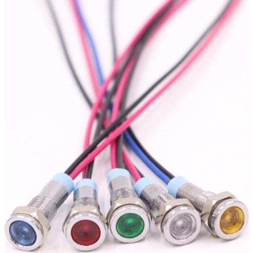 1pc 6mm Waterproof Warning LED Metal Indicator Pilot Light Signal Lamp 3V 5V 6V 12V 24V 220V Machine Car Boat Working PC Power
