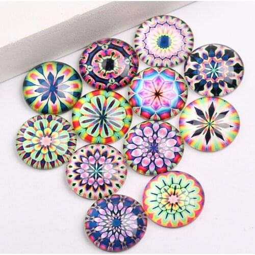 Reidgaller handmade mix print photo round Glass Cabochon 10mm 12mm 14mm 18mm 20mm 25mm diy Earrings Necklace Accessories