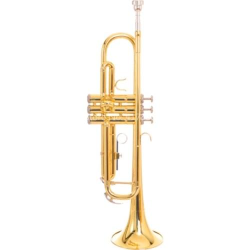SADSN Bb Tune Trumpet Brass Gold Plated B Flat Trumpet Pearl Button for Beginner Musical Instrument with Mouthpiece Case STR-100