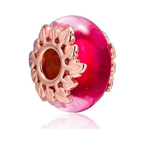 CKK Pink Murano Glass Charms 925 Original Fit Pandora Bracelets Sterling Silver Charm Beads for Jewelry Making Bead kralen perle