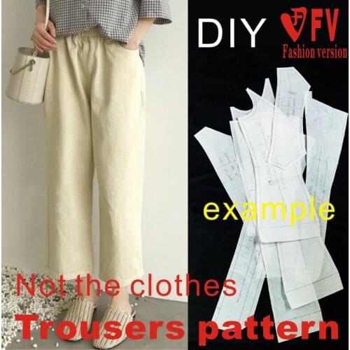 Pants pattern female soil casual pants elastic waist clothing cropping diagram BZK-11