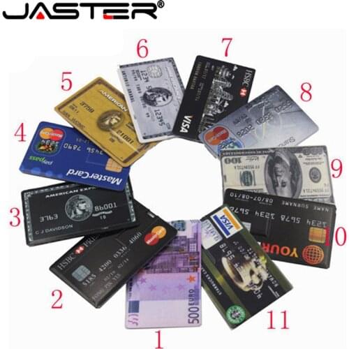JASTER USB 64GB New waterproof Super Slim Credit Card USB Flash Drive 32GB pen drive 8GB 16GB bank card model Memory Stick