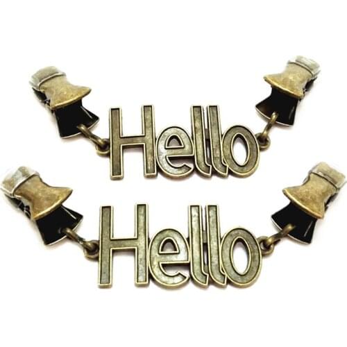Vintage Hello Sweater Clips Women Cardigan Closure Guard Brooch Shawl Buckle