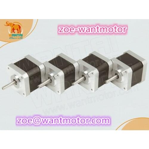 High quality!4 pcs Nema 17 wantai stepper motor 42BYGHW609 4000g.cm 1.7A CE ROHS ISO Robot 3D Makebot Reprap Printer