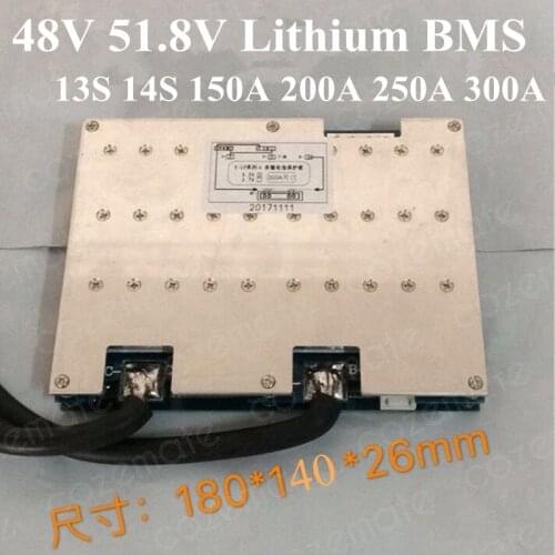 13S 14S 48V 150A 200A 250A 300A BMS Lithium Ion 14S 200A 250A 300A Li Ion Lipo BMS Battery Protection Board 13S 48V 14S 51.8V